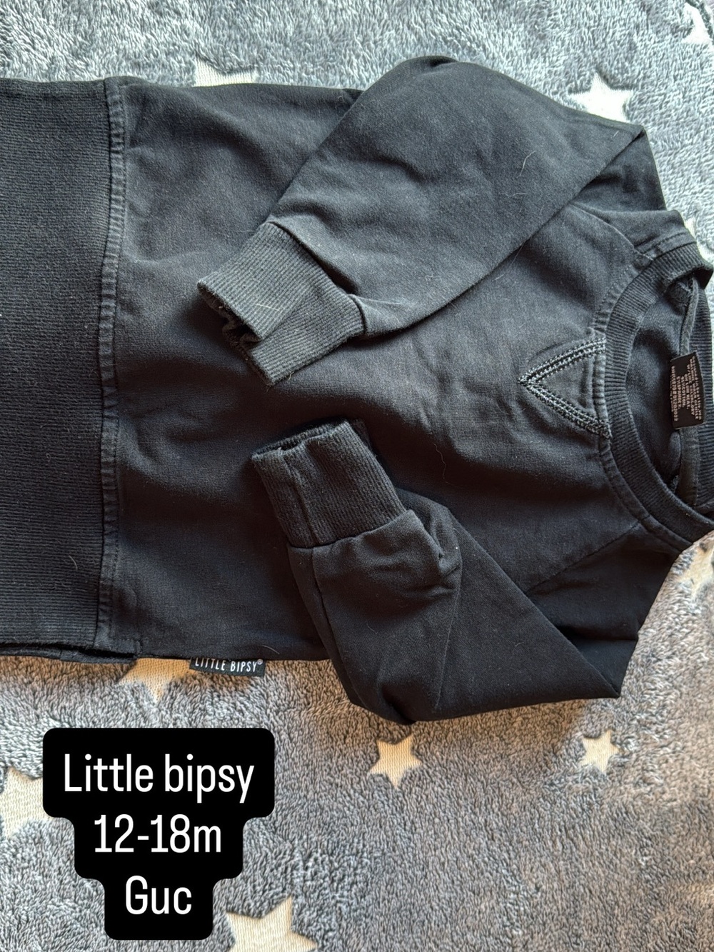 Little Bipsy Black Crewneck Sweatshirt - Kids Bottoms
